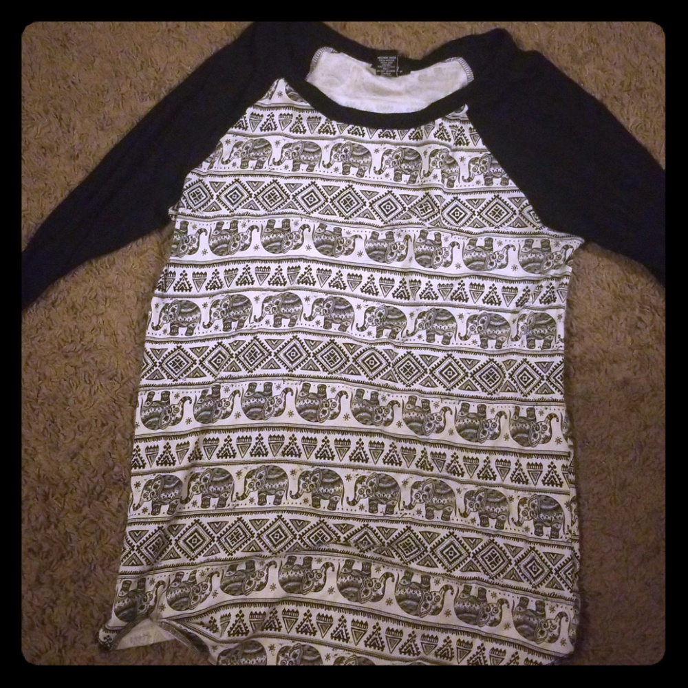 Elephant pattern baseball T